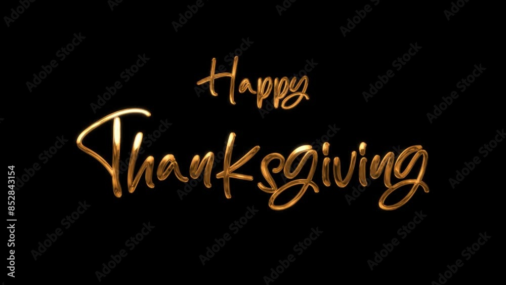 happy thanksgiving animation handwritten in golden letter. a good way to give a celebration. 4K background happy thanksgiving animation handwritten in golden letter. a good way to give a celebration. 4K background