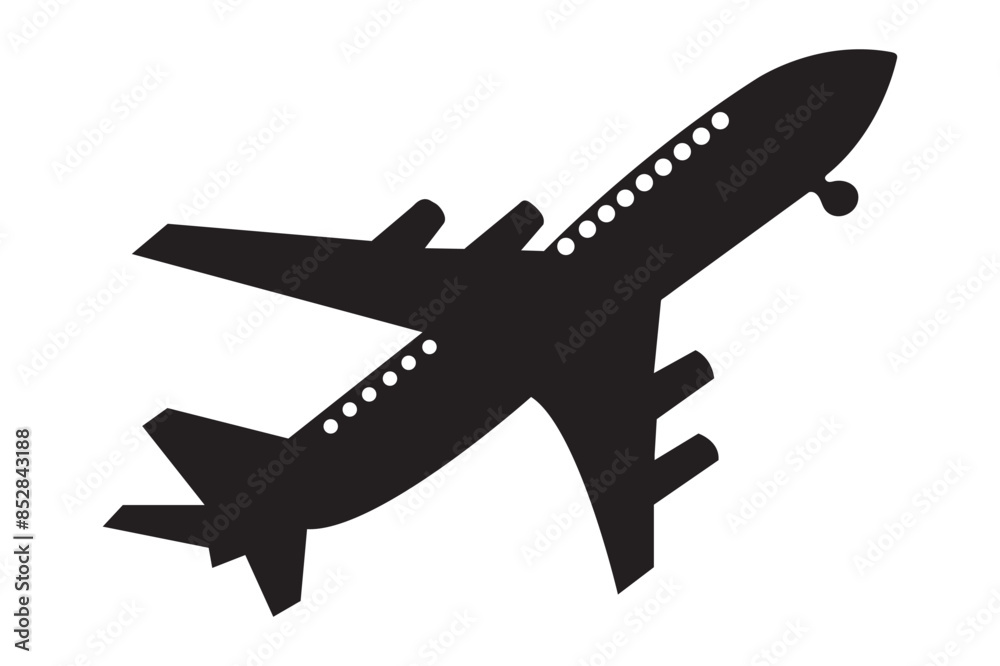 airplane Icon silhouette vector isolated on a white background airplane Icon silhouette vector isolated on a white background