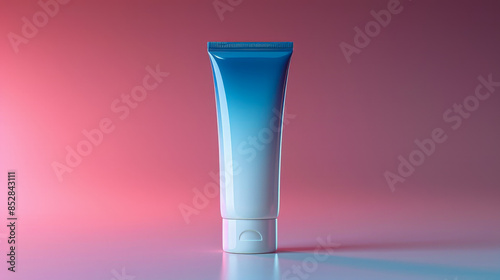 Wallpaper Mural Gradient Blue Tube with Sleek Design for Luxury Skincare Products Torontodigital.ca