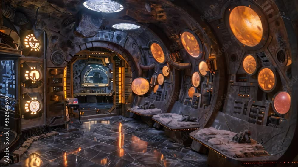 Futuristic Room Filled With Lights, An alien spacecraft interior ...