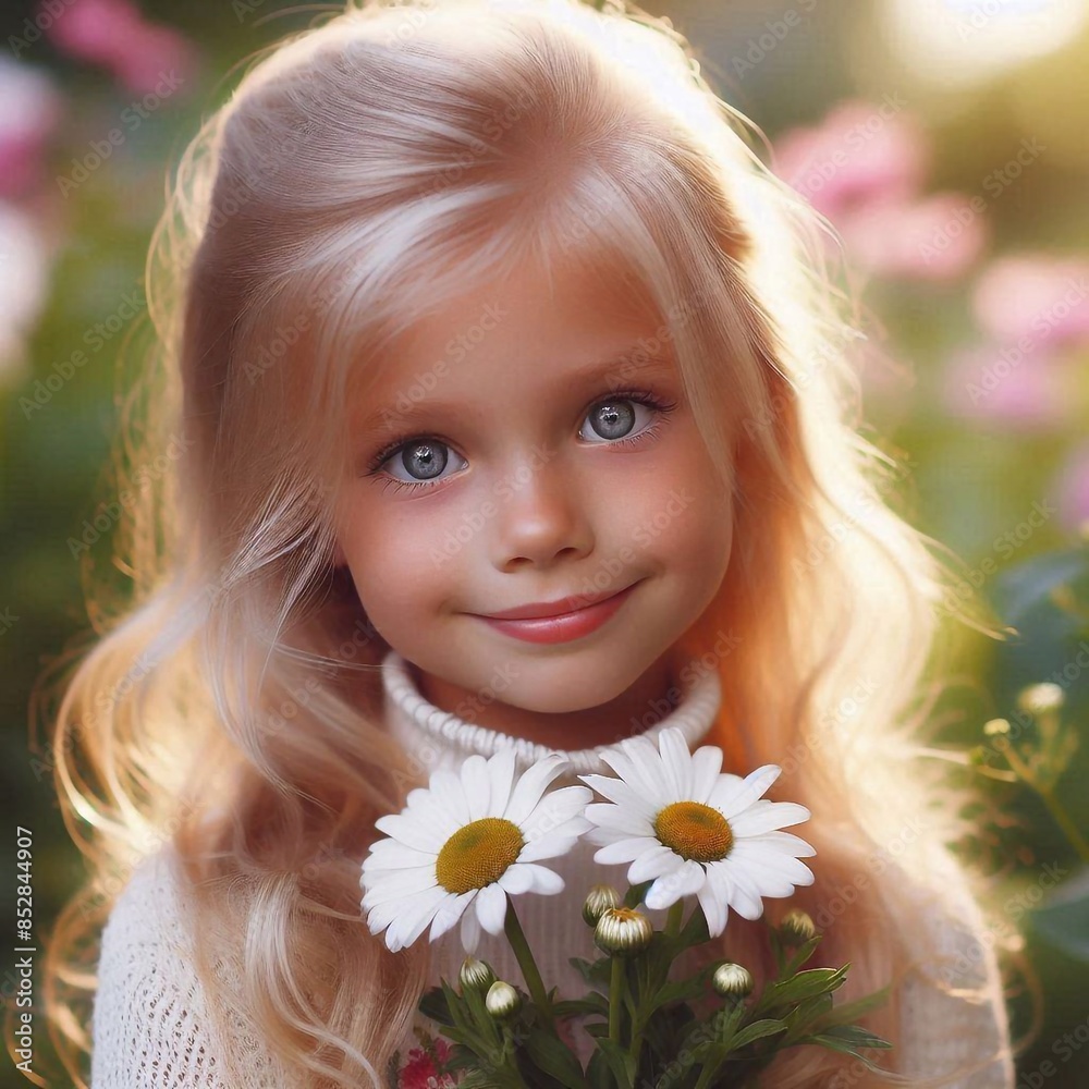 Mädchen mit Gänseblümchen Mädchen mit Gänseblümchen