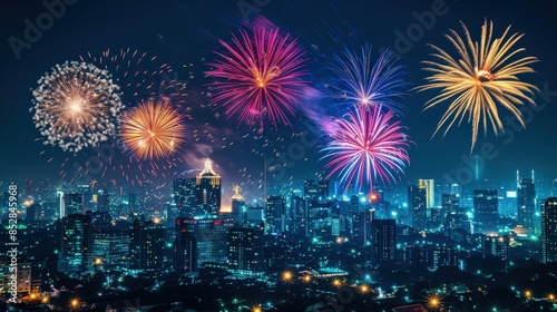 Vibrant Fourth of July Fireworks Lighting Up the Night Sky © Bionic
