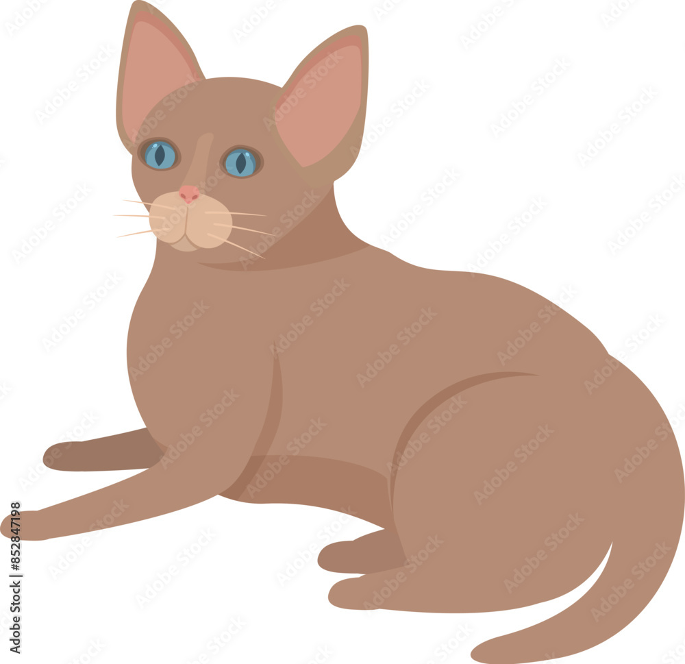 Cute brown kitten is lying down, its big blue eyes sparkling with curiosity Cute brown kitten is lying down, its big blue eyes sparkling with curiosity