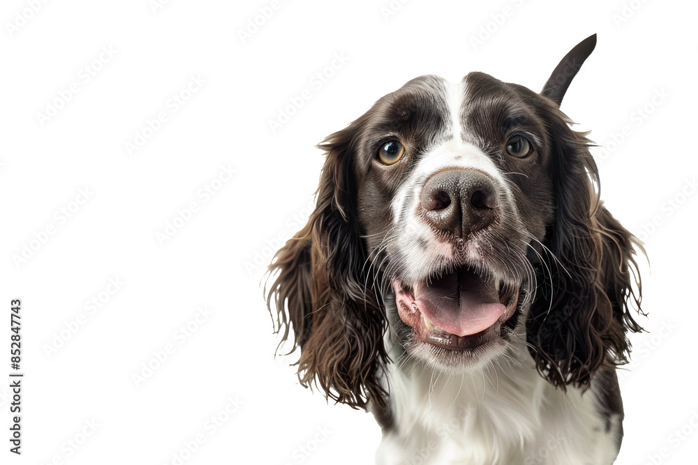 Portrait Head Of A Happy English Springer Spaniel Dog With A Transparent Background, Puppy English Springer Spaniel Dog Bread, PNG, Cut Out
