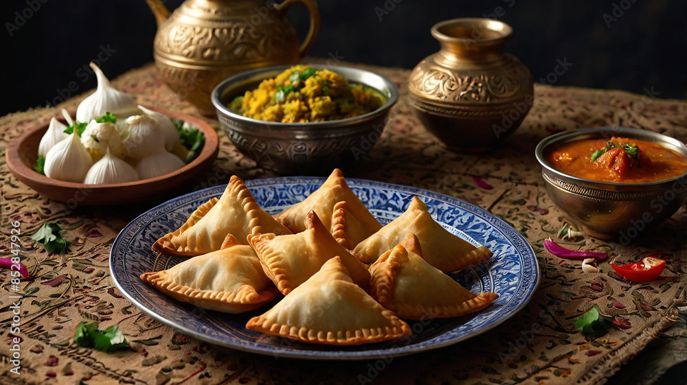 A crunchy and spicy dish samosa A crunchy and spicy dish samosa