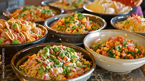 Wallpaper Mural A table showcasing an array of bowls filled with different types of delicious food options, An array of mouthwatering options for every craving Torontodigital.ca