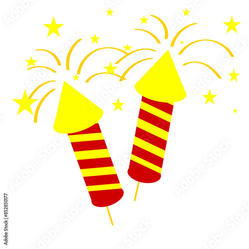 Illustration of Rocket Fire cracker - Diwali, New Year - Happy Diwali- Diwali Firecracker- Happy New Year