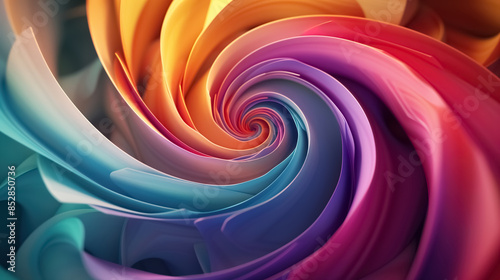 3D spiral shapes with varying tightness and vibrant colors, arranged in overlapping layers with soft diffused lighting photo