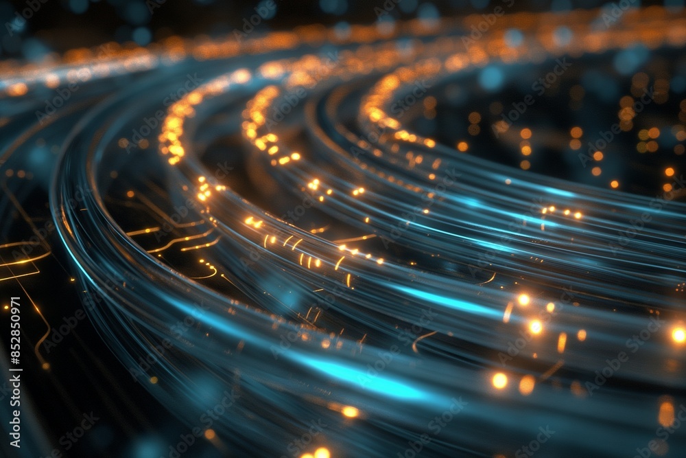 Fototapeta premium internet optical fiber network in 3d realistic by generative ai