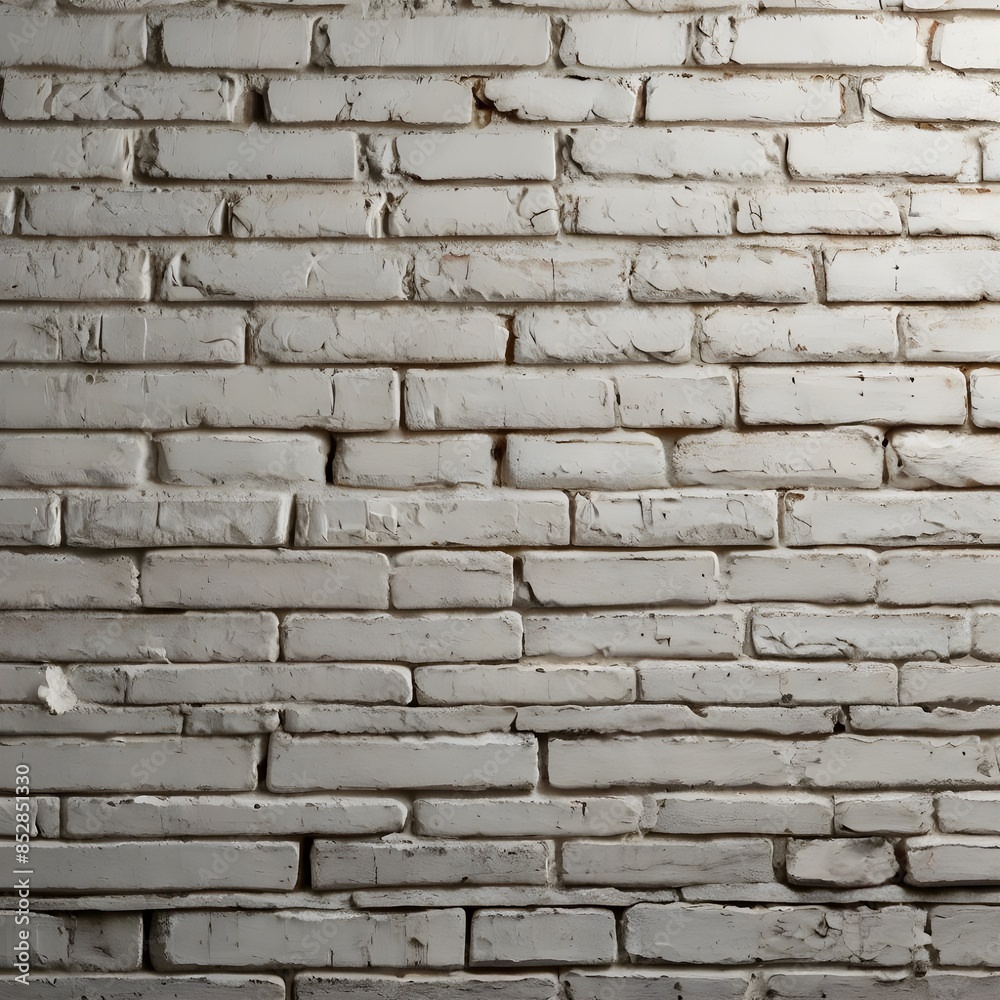 Obraz premium White painted old brick Wall panoramic background Generative AI 