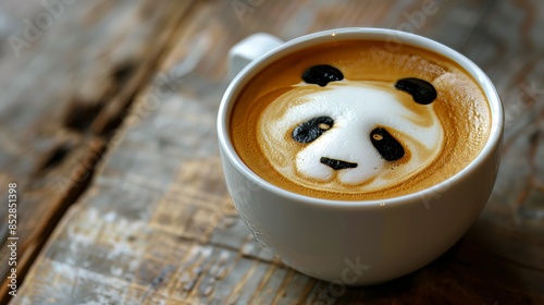 Panda Latte Art Close-Up