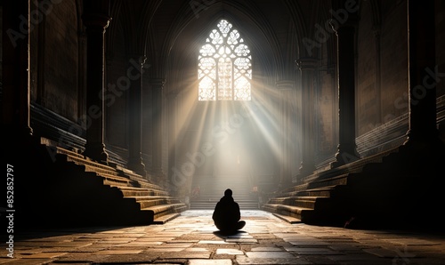 Person Sitting on Stone Floor by Window