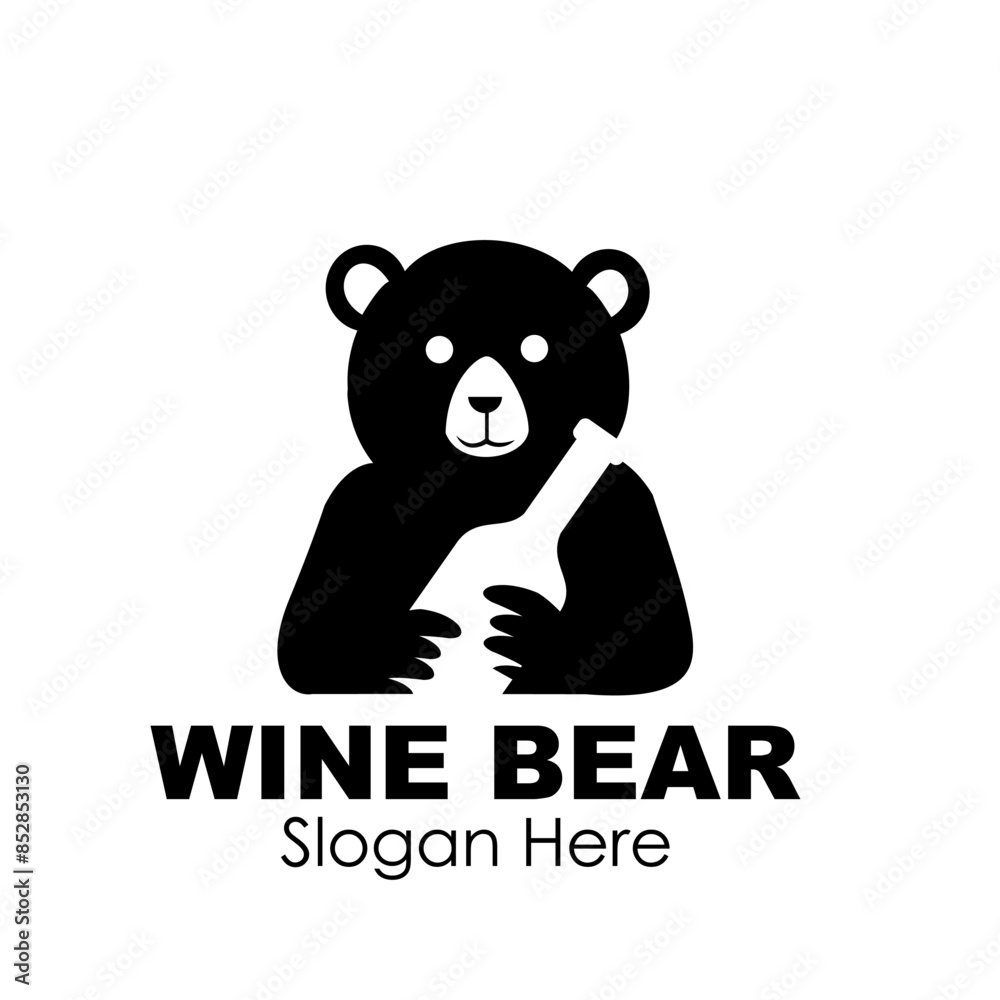 wine bear logo design concept vector illustration wine bear logo design concept vector illustration