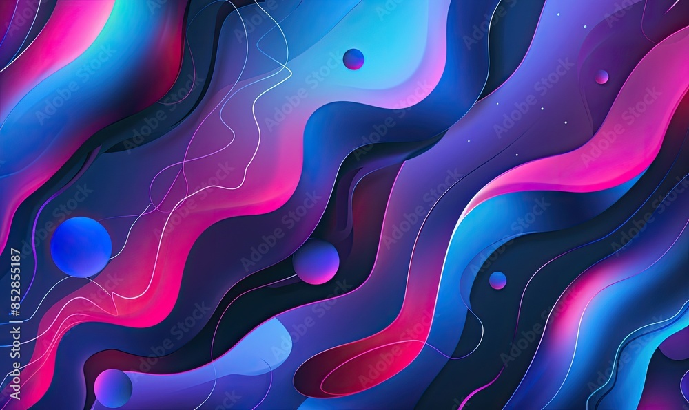 Obraz premium Vibrant abstract wave pattern with colorful gradients and flowing shapes, ideal for backgrounds and creative projects.