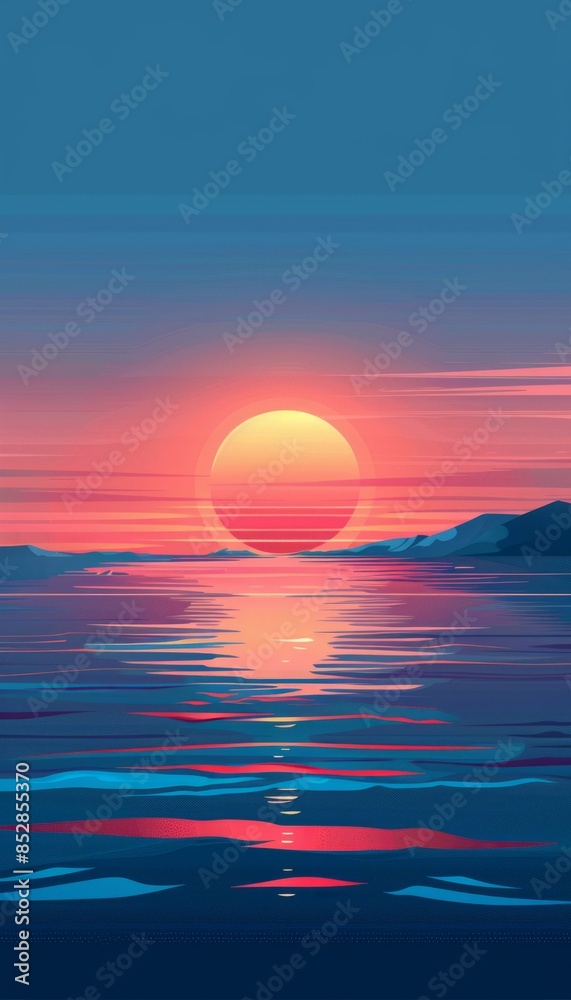 illustration capturing tranquil ocean meeting horizon illustration capturing tranquil ocean meeting horizon
