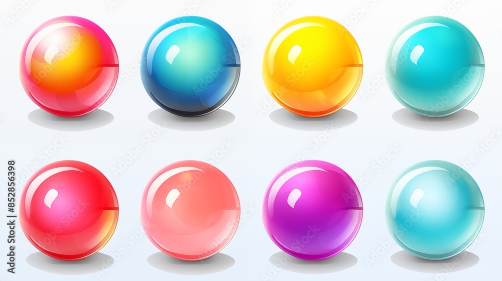 Colorful Glossy Spheres with Vibrant Gradients and Reflections Colorful Glossy Spheres with Vibrant Gradients and Reflections