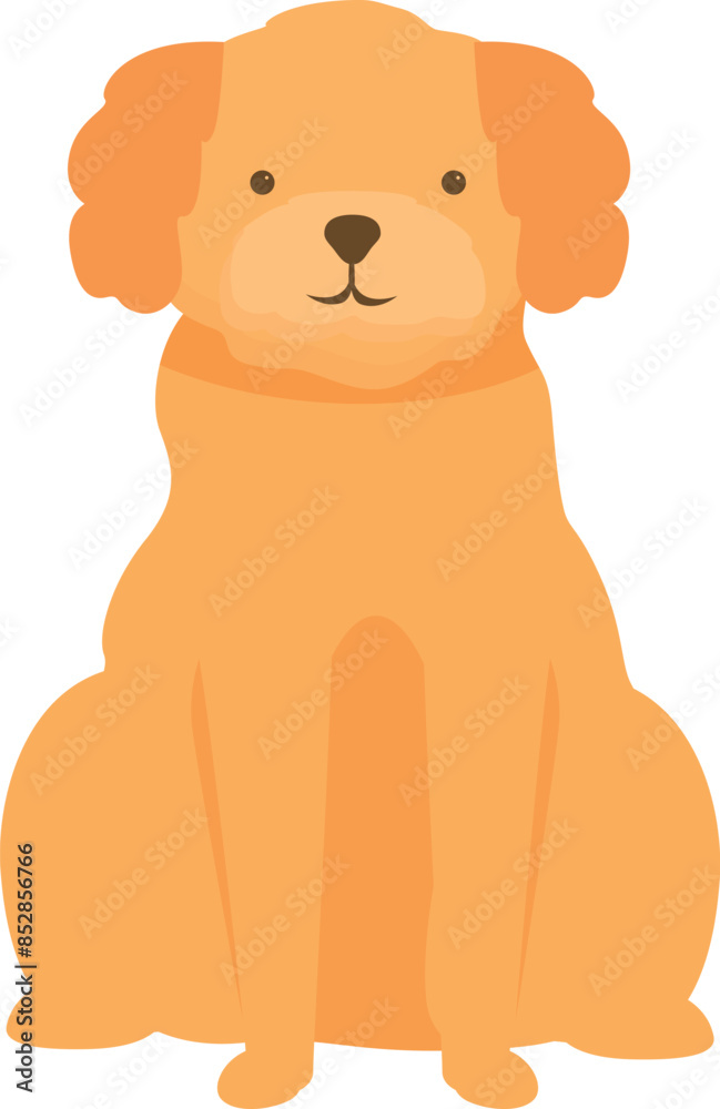 Cartoon golden retriever dog is sitting and looking forward Cartoon golden retriever dog is sitting and looking forward