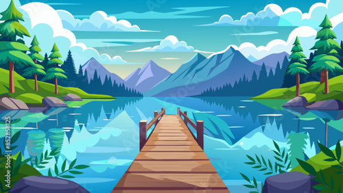 a-tranquil-lake-scene-with-a-wooden-dock-stretchin