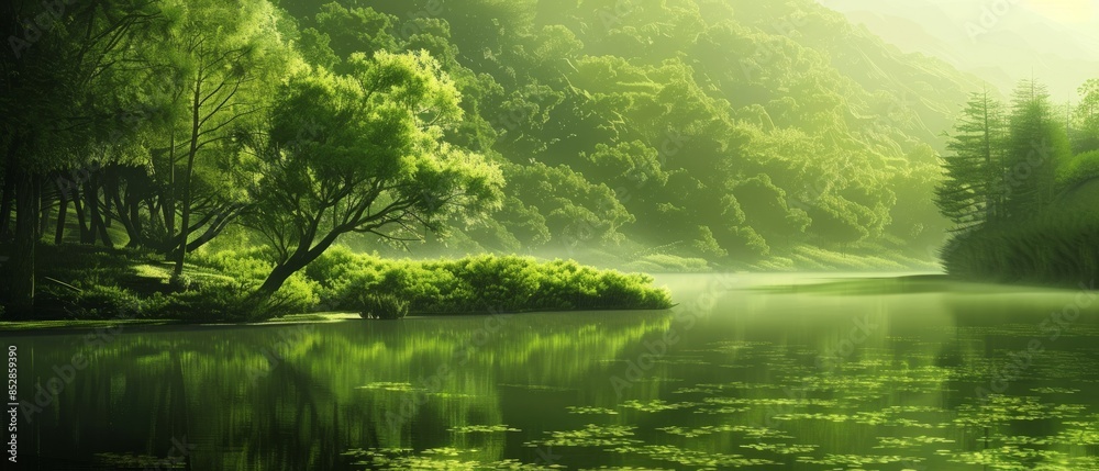 Abstract green landscape wallpaper serene, tranquil natural setting transports Abstract green landscape wallpaper serene, tranquil natural setting transports