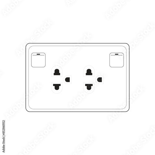 Thailand power plug outlet 2 socket with switch