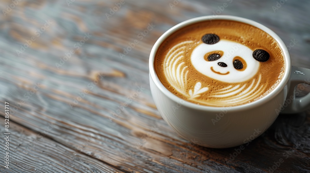 Panda Latte Art Close-Up Panda Latte Art Close-Up