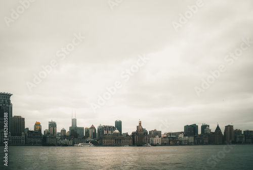 Canvas Print view of the cityscape in Pudong Financial District in Pudong Lujiazui, Shanghai,