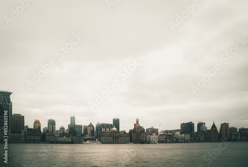 Photography view of the cityscape in Pudong Financial District in Pudong Lujiazui, Shanghai,