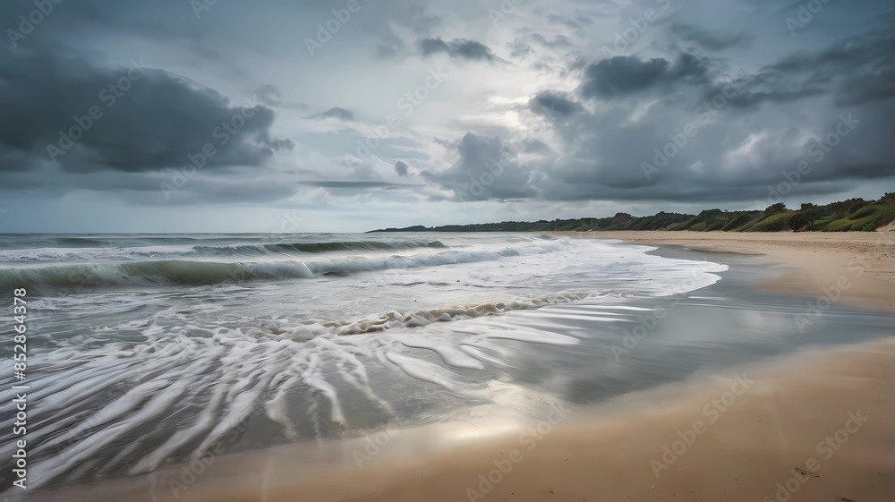 Stormy Beach with Waves Crashing on the Shore
Stormy Beach with Waves Crashing on the Shore