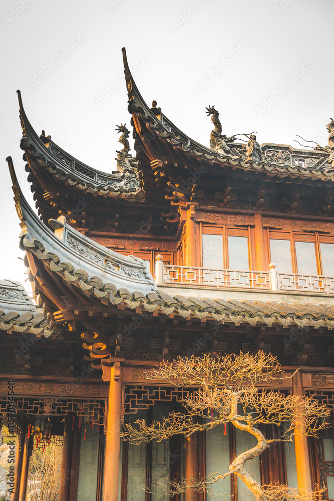 view of chinese architecture in Yu Garden in Shanghai, China view of chinese architecture in Yu Garden in Shanghai, China