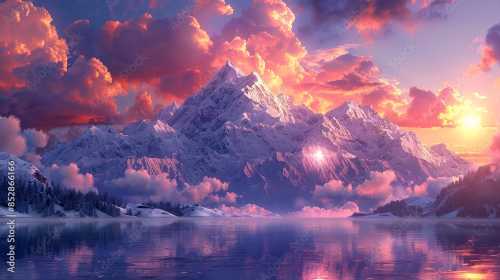 Majestic Mountain Range at Sunset Majestic Mountain Range at Sunset
