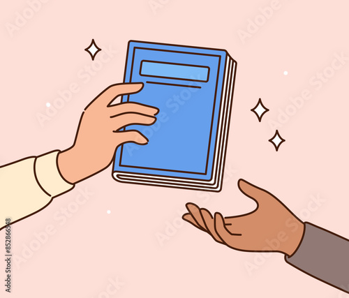 Hand giving book drawing
