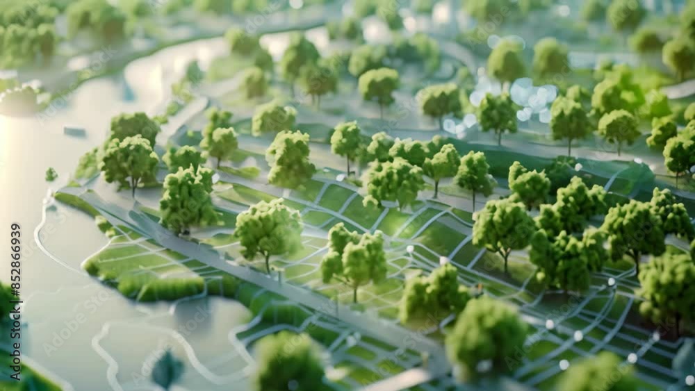 City Model With Trees And Roads An Imaginative Visualization Of Ai