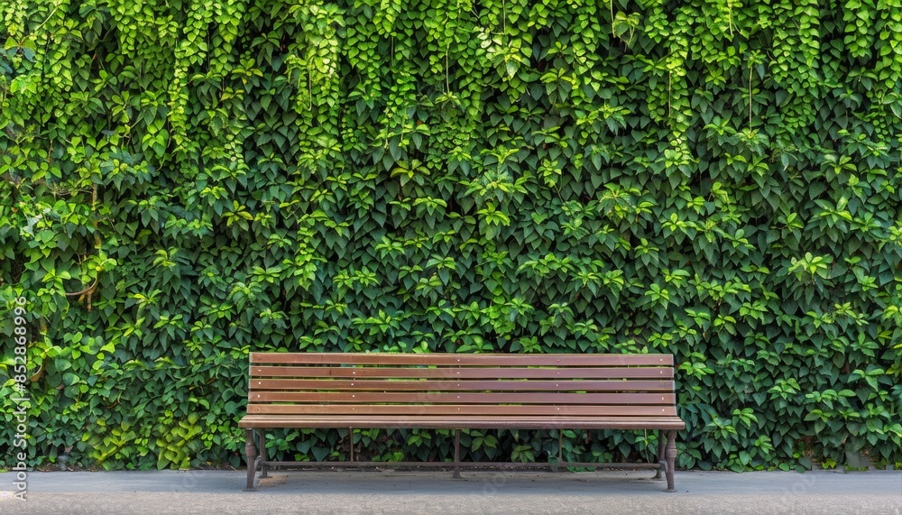 Transport yourself to a serene oasis where a verdant green wall leaves envelops the surroundings Transport yourself to a serene oasis where a verdant green wall leaves envelops the surroundings