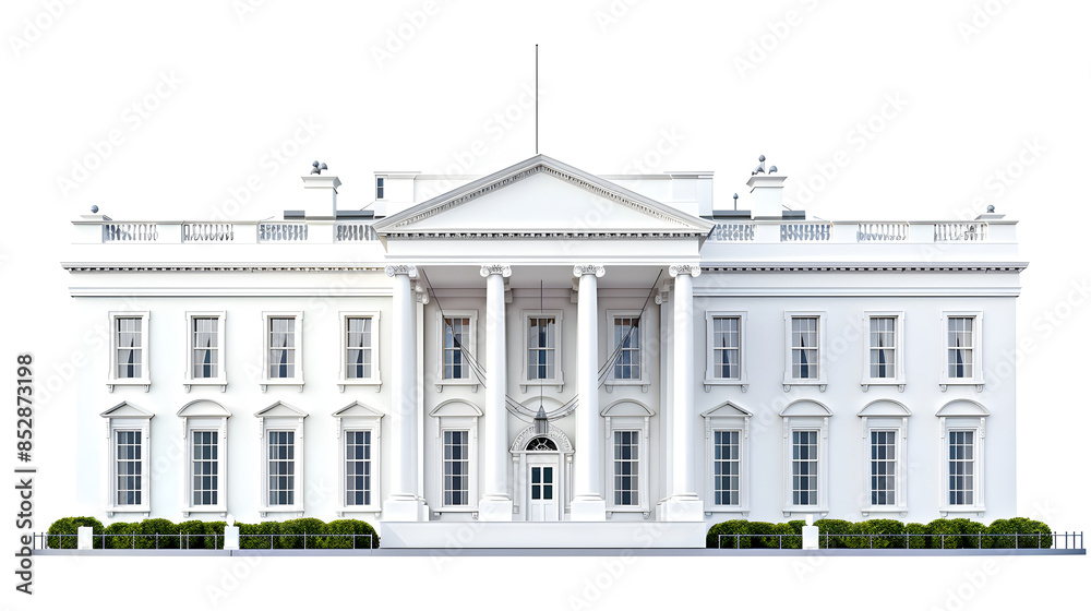 Obraz premium The White House Isolated on a White Background