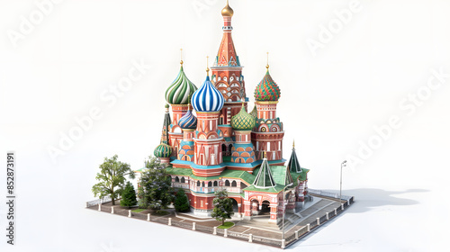 St. Basils Cathedral Isolated on a White Background