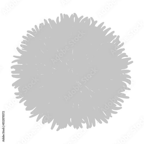 Scribbled Gray Fluff: Sketchy Ball, Abstract Doodle.