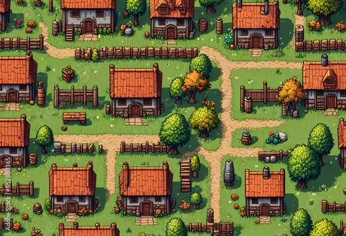 asset for a bit pixel platform mobile game,dirt grass wood tree bush stone dungeon castle background rpg