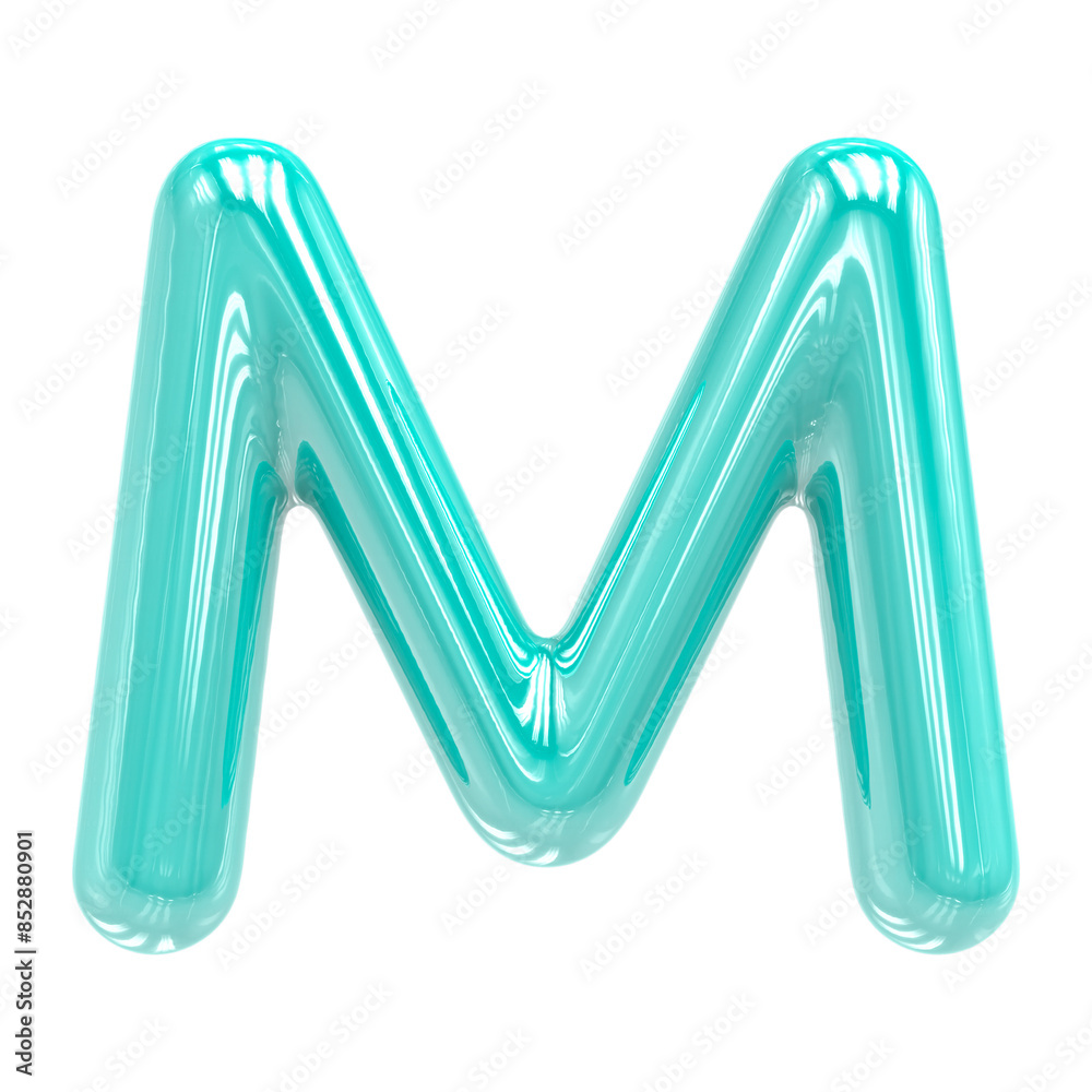 Font M Turquoise Color 3D Render Font M Turquoise Color 3D Render