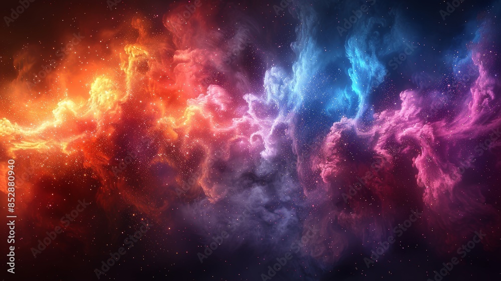 Cosmic Nebula in Vivid Hues