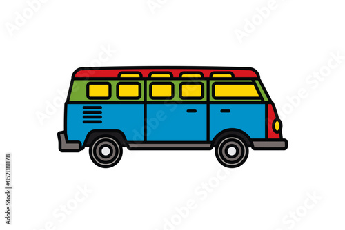 Original vector illustration. An old travel van. A contour icon.