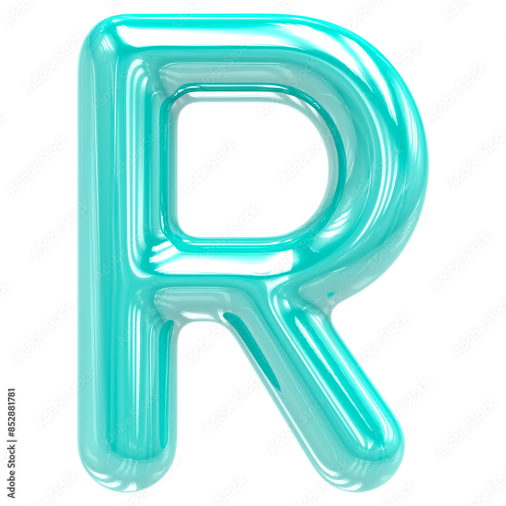 Font R Turquoise Color 3D Render Font R Turquoise Color 3D Render