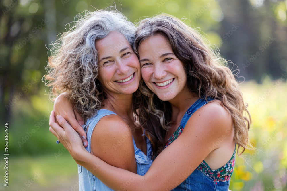 mother and daughter hugging cheerfully mother and daughter hugging cheerfully
