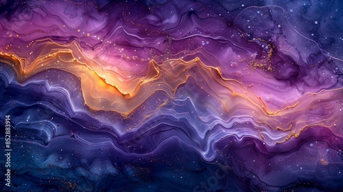 Abstract Swirls of Purple, Gold, and Blue
