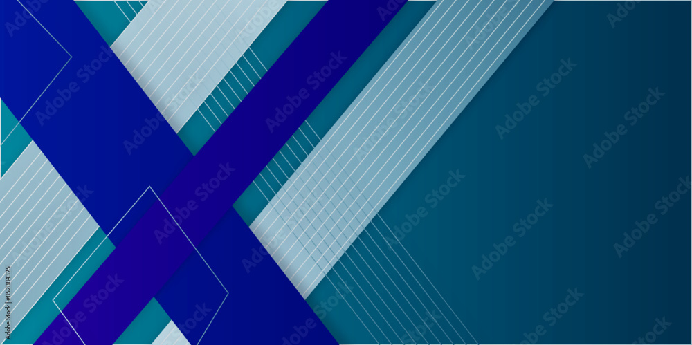 Fototapeta premium Abstract geometric line blue and white banner background. Abstract graphic minimal geometric dynamic design banner pattern background template, poster, texture