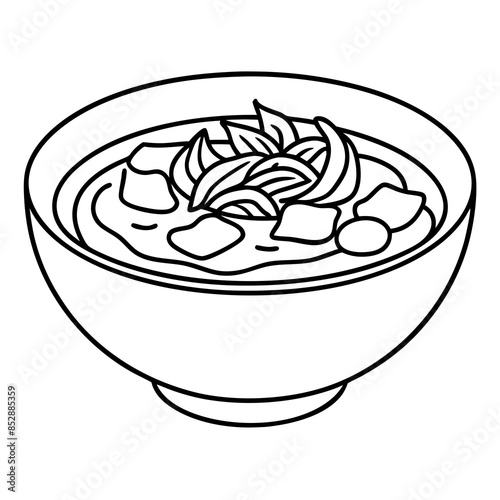 Delicious chicken soup vector on white background.