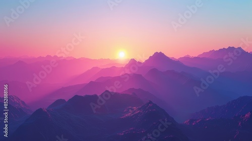 Pink and Purple Mountain Landscape at Sunset