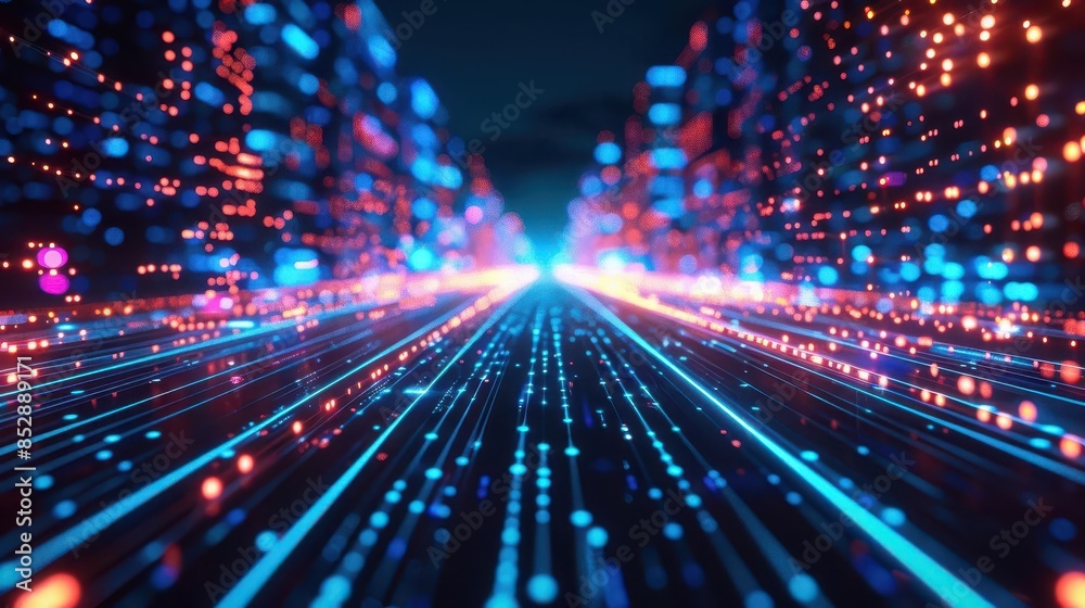 futuristic big data technology concept with glowing neon lights and fast speed motion abstract 3d background futuristic big data technology concept with glowing neon lights and fast speed motion abstract 3d background