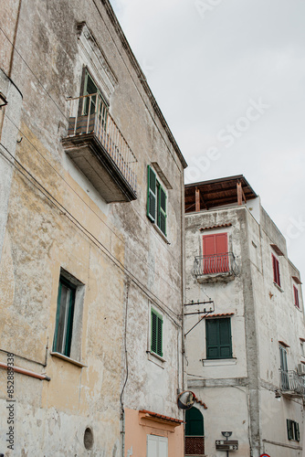 Old historic Italian architecture. Traditional colorful European old town buildings on Procida Island, Italy. Vacation travel background