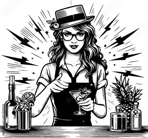 image of a woman bartender mixing cocktails for different design