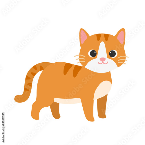  Cute Smiling Cat Illustration. Animal Clipart.